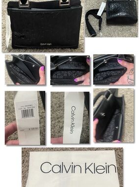 Calvin Klein Black Embossed Signature Crossbody Bag